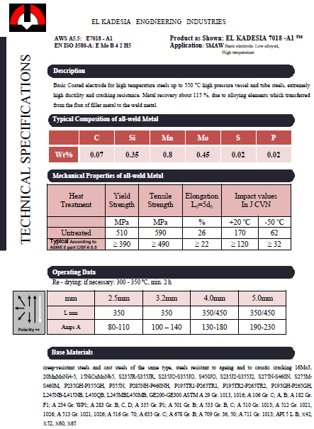 سلك لحام صلب – ماركة القادسية E 7018 ( Low Hydrogen ) Classification - الصورة 4
